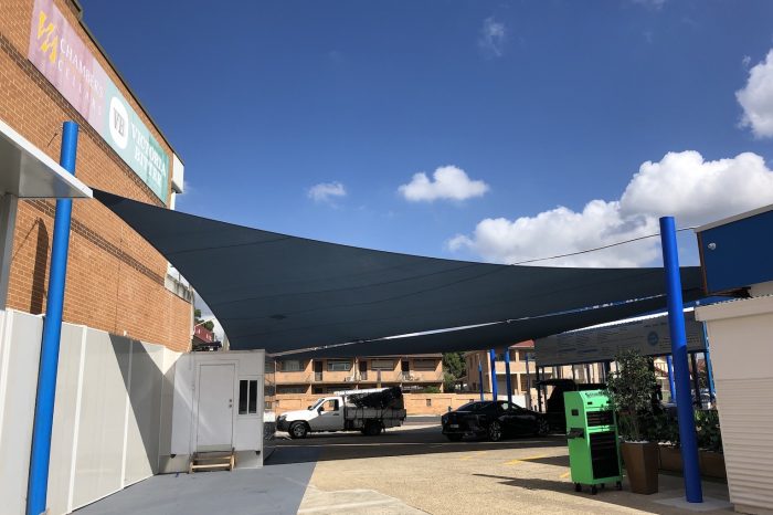 Durable, Modern Commercial Shade Sail Structure Sydney
